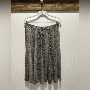 Philosophy Black and Brown A-Line Skirt Sz L Animal Print Panel snakeskin